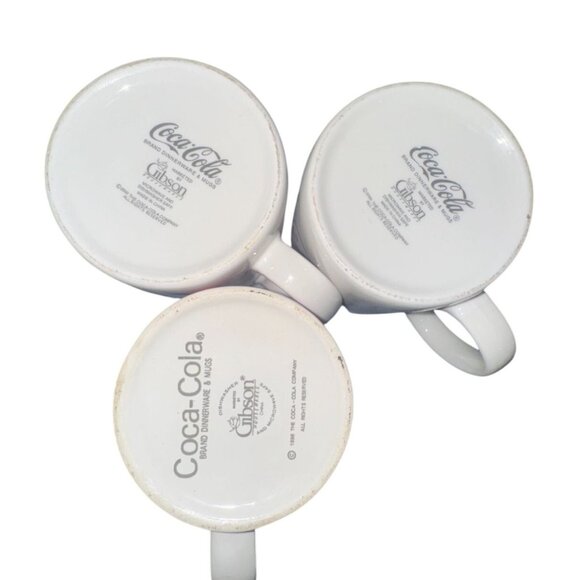 Vintage Coca-Cola Red & White Ceramic Mug By Gibson Set of 3 - Picture 6 of 10